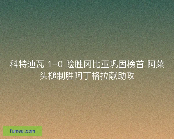 科特迪瓦 1-0 险胜冈比亚巩固榜首 阿莱头槌制胜阿丁格拉献助攻