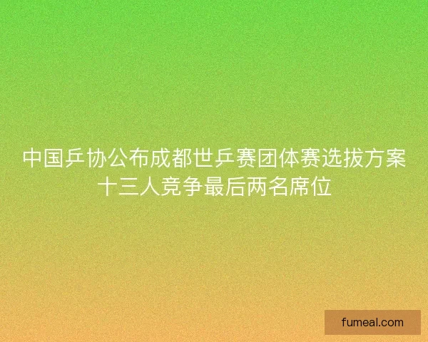 中国乒协公布成都世乒赛团体赛选拔方案十三人竞争最后两名席位